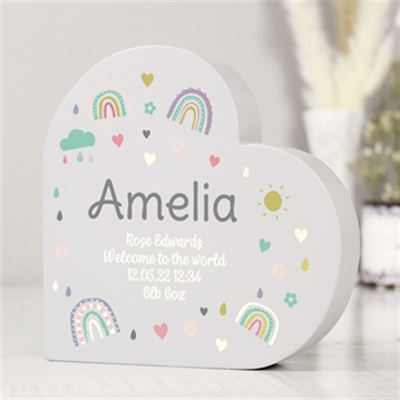 Personalised Rainbow Free Standing Heart Ornament