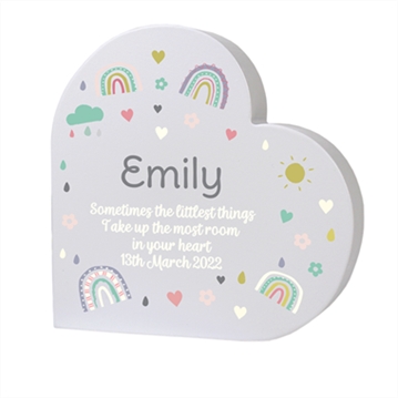 Personalised Rainbow Free Standing Heart Ornament