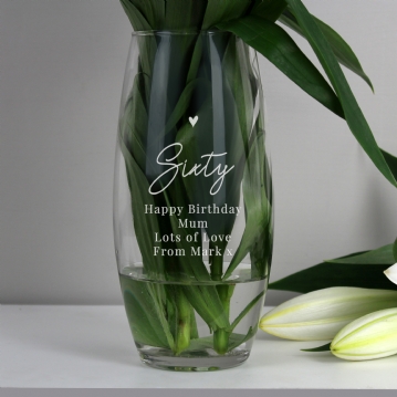 Personalised Sixty Birthday Glass Bullet Vase