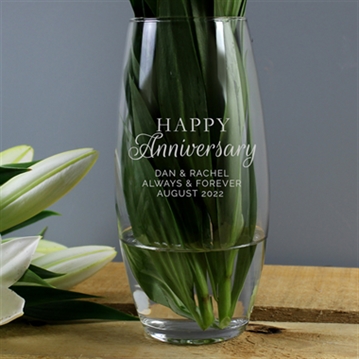 Personalised Happy Anniversary Glass Bullet Vase