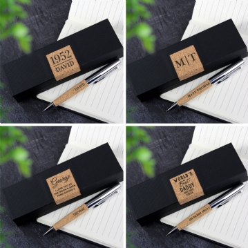 Personalised Pen Sets with Cork Detail