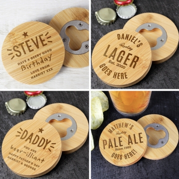 Personalised Bamboo Bottle Opener Coasters