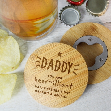 Personalised Bamboo Bottle Opener Coasters