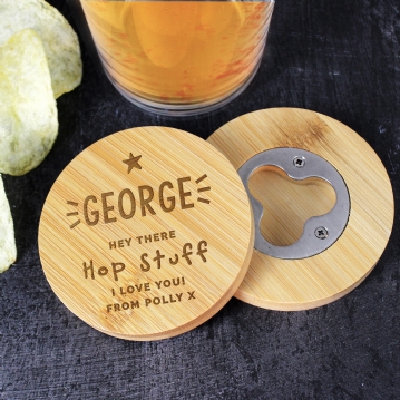 Personalised Bamboo Bottle Opener Coasters