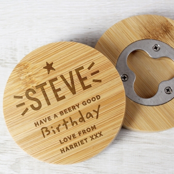 Personalised Bamboo Bottle Opener Coasters