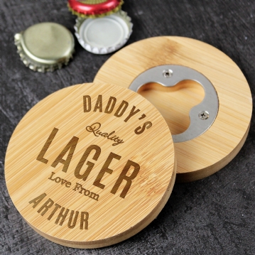 Personalised Bamboo Bottle Opener Coasters