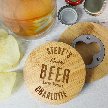 Personalised Bamboo Bottle Opener Coasters