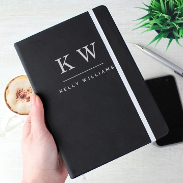 Personalised Black Hardback A5 Notebooks