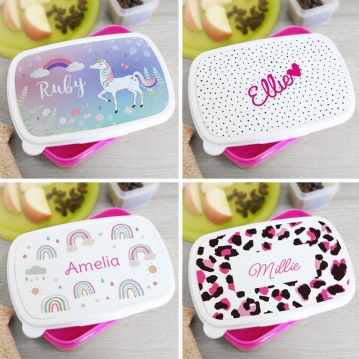 Pink Personalised Lunch Boxes