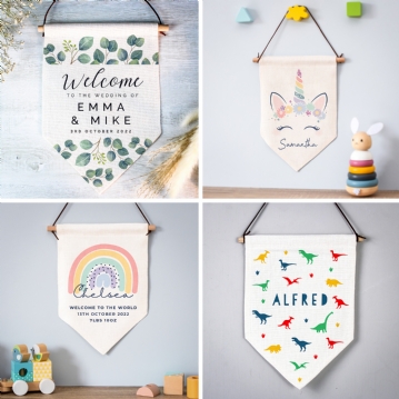 Personalised Linen Hanging Banners