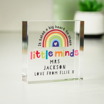 Personalised Shape Little Minds Teacher Crystal Token