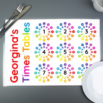 Personalised Times Tables Children's Placemat