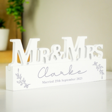 Personalised Wooden Mr & Mrs Ornament 