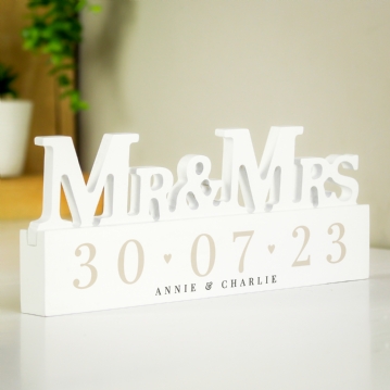 Personalised Wooden Mr & Mrs Ornament 