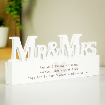 Personalised Wooden Mr & Mrs Ornament 