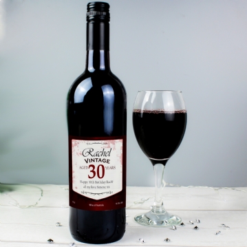 Personalised Wine with Vintage 30th Label