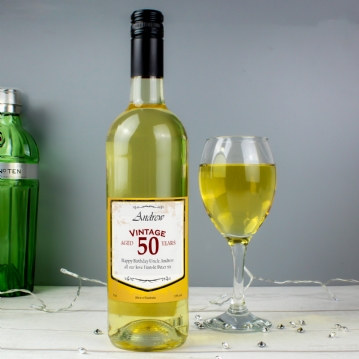 Personalised Wine with Vintage 50th Label
