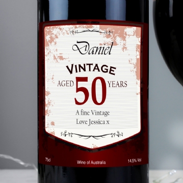 Personalised Wine with Vintage 50th Label