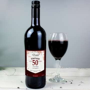 Personalised Wine with Vintage 50th Label