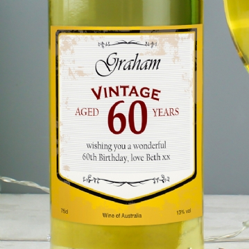 Personalised Wine with Vintage 60th Label
