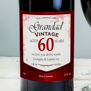 Personalised Wine with Vintage 60th Label