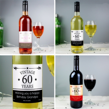 Personalised Vintage Label 60th Birthday Wines