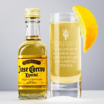 Personalised Tequila Shot Glass and Miniature Tequila