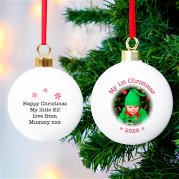 Personalised 1st Christmas Photo Upload Bauble
