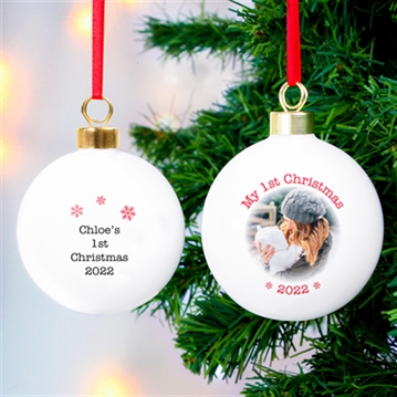 Personalised 1st Christmas Photo Upload Bauble