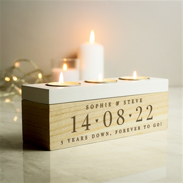 Personalised Large Date Triple Tea Light Box