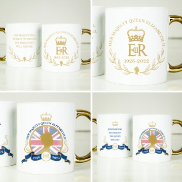Personalised Queen's Commemorative Gold Handle Mugs