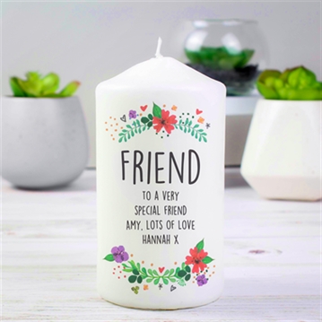 Personalised Floral Pillar Candle