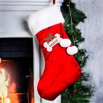 Personalised Dog Treats Luxury Red Christmas Stocking