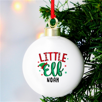 Personalised Little Elf Christmas Bauble