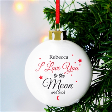 Personalised To The Moon & Back Christmas Bauble