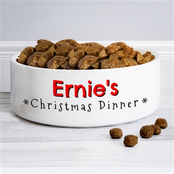 Personalised Christmas Dinner Medium Pet Bowl
