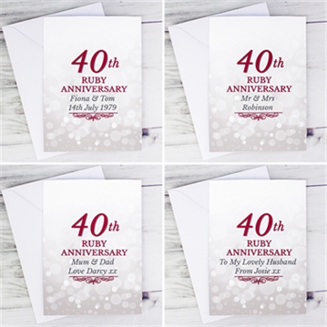Personalised 40th Ruby Anniversary Card