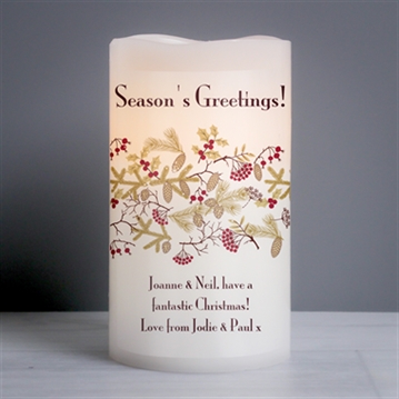 Personalised Christmas Floral LED Candle