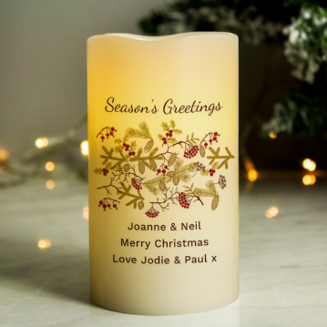 Personalised Christmas Floral LED Candle