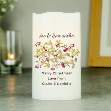 Personalised Christmas Floral LED Candle