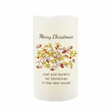 Personalised Christmas Floral LED Candle