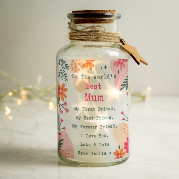 Personalised Floral LED Glass Jars