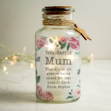 Personalised Floral LED Glass Jars