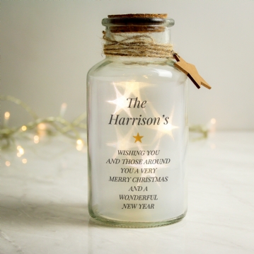 Personalised Free Text LED Glass Jar
