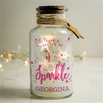 Personalised Unicorn LED Glass Jar