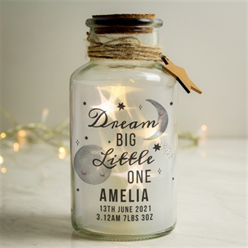 Personalised Dream Big LED Glass Jar