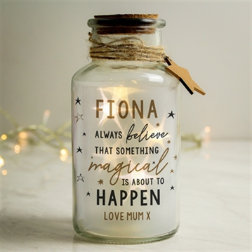 Personalised Magical Things Happen LED Glass Jar