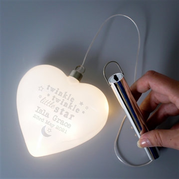 Personalised Twinkle Twinkle LED Hanging Glass Heart