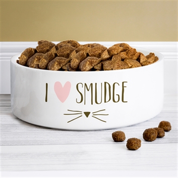 Personalised Cat Features Medium White Pet Bowl