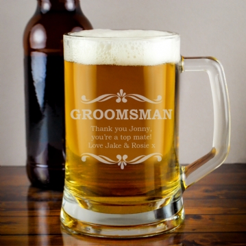 Personalised Groomsman Glass Stern Tankard